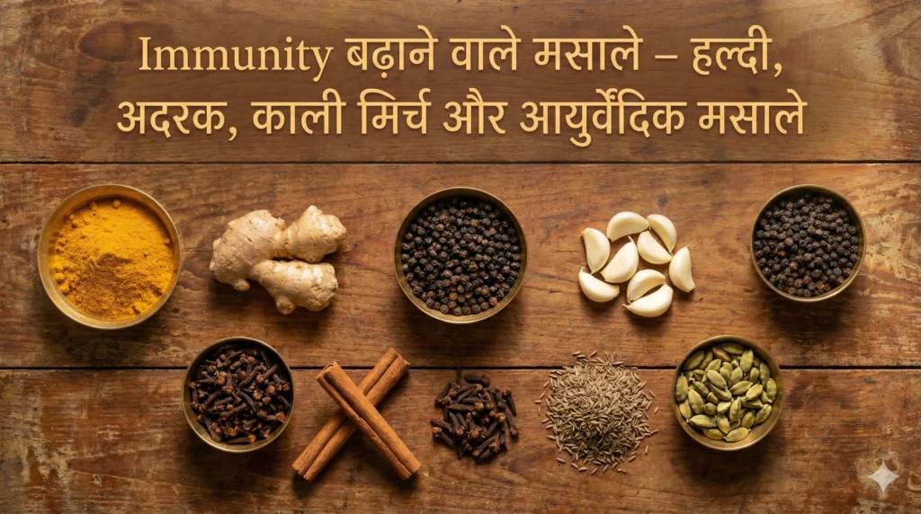 Immunity बढ़ाने वाले मसाले – हल्दी, अदरक, काली मिर्च और आयुर्वेदिक मसाले
