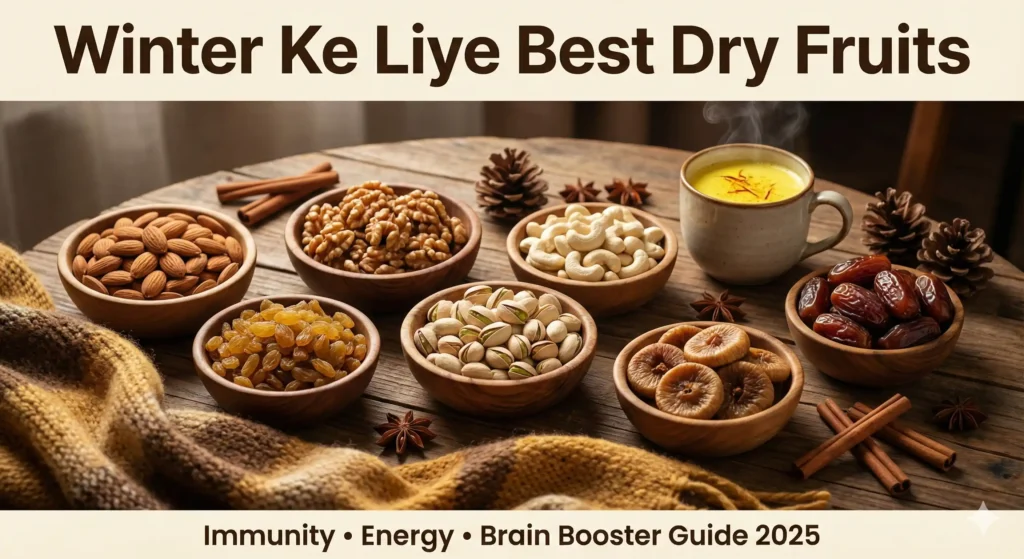 “winter ke liye best dry fruits for immunity and energy almonds walnuts pista kaju dates”
