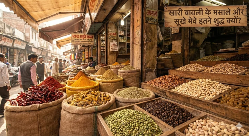 खारी बावली के शुद्ध मसाले और सूखे मेवे