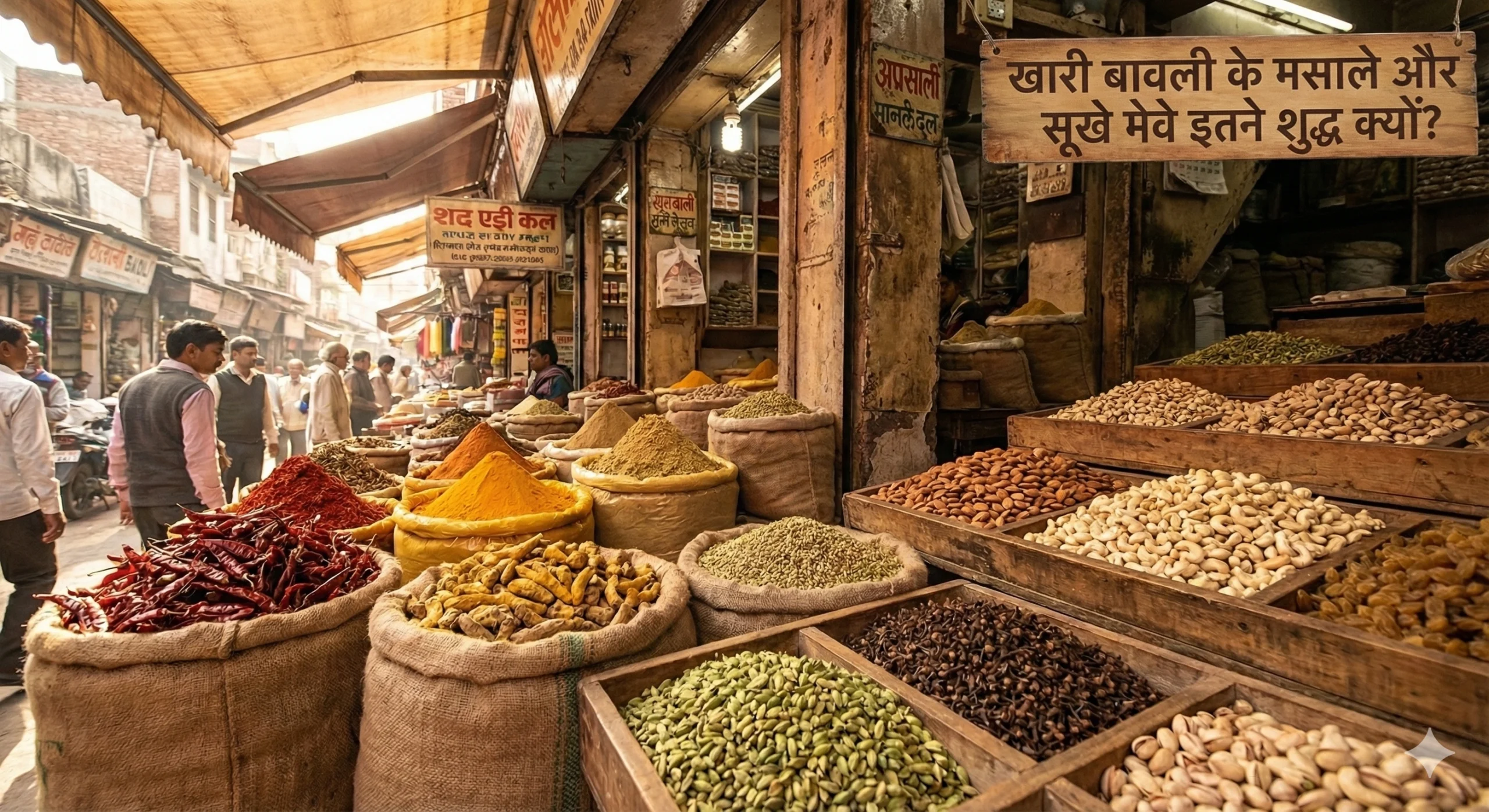 खारी बावली के शुद्ध मसाले और सूखे मेवे