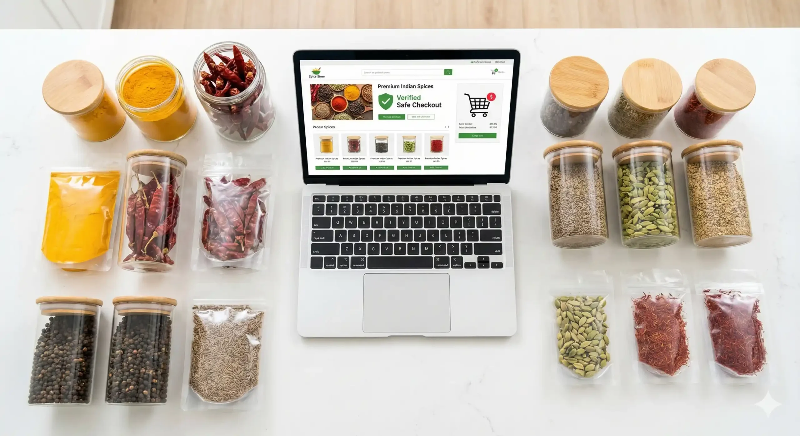 online masale kharidna-safe hai?– भारतीय मसालों की ऑनलाइन खरीद का दृश्य. kharibaoli.co.in